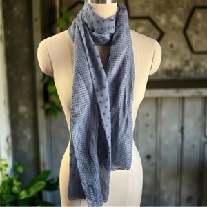 World Market Sheer Blue Rectangular Polka Dot Scarf